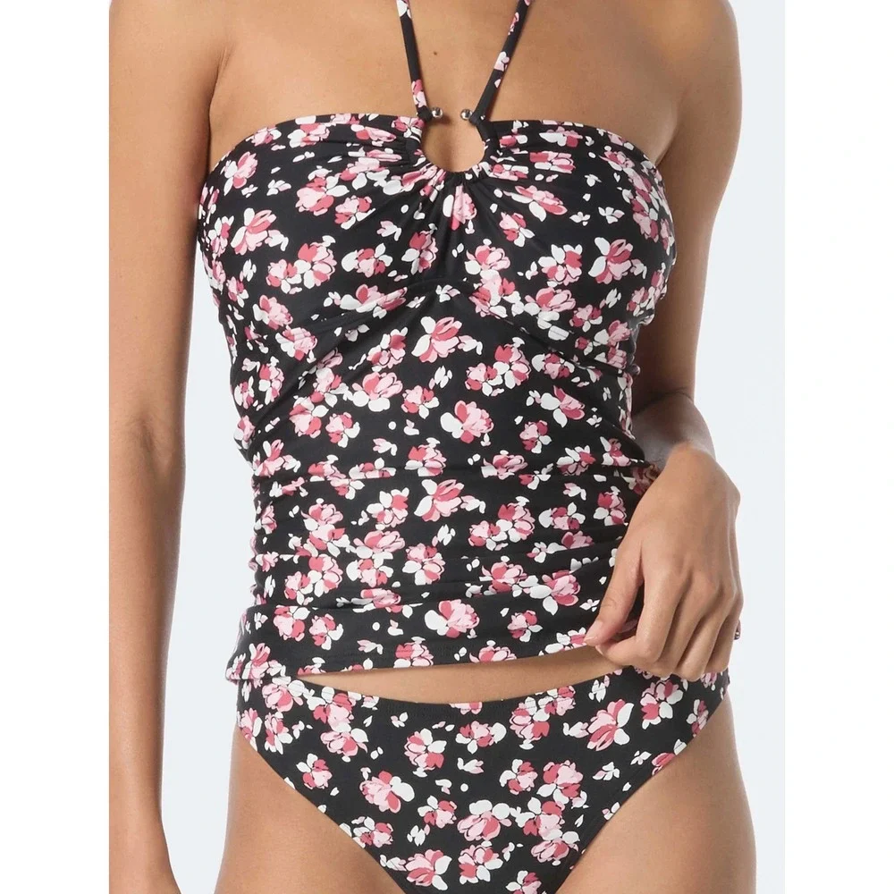 Michael Michael Kors Women's Floral-Print Bandeau Tankini Top $98 NEW XS